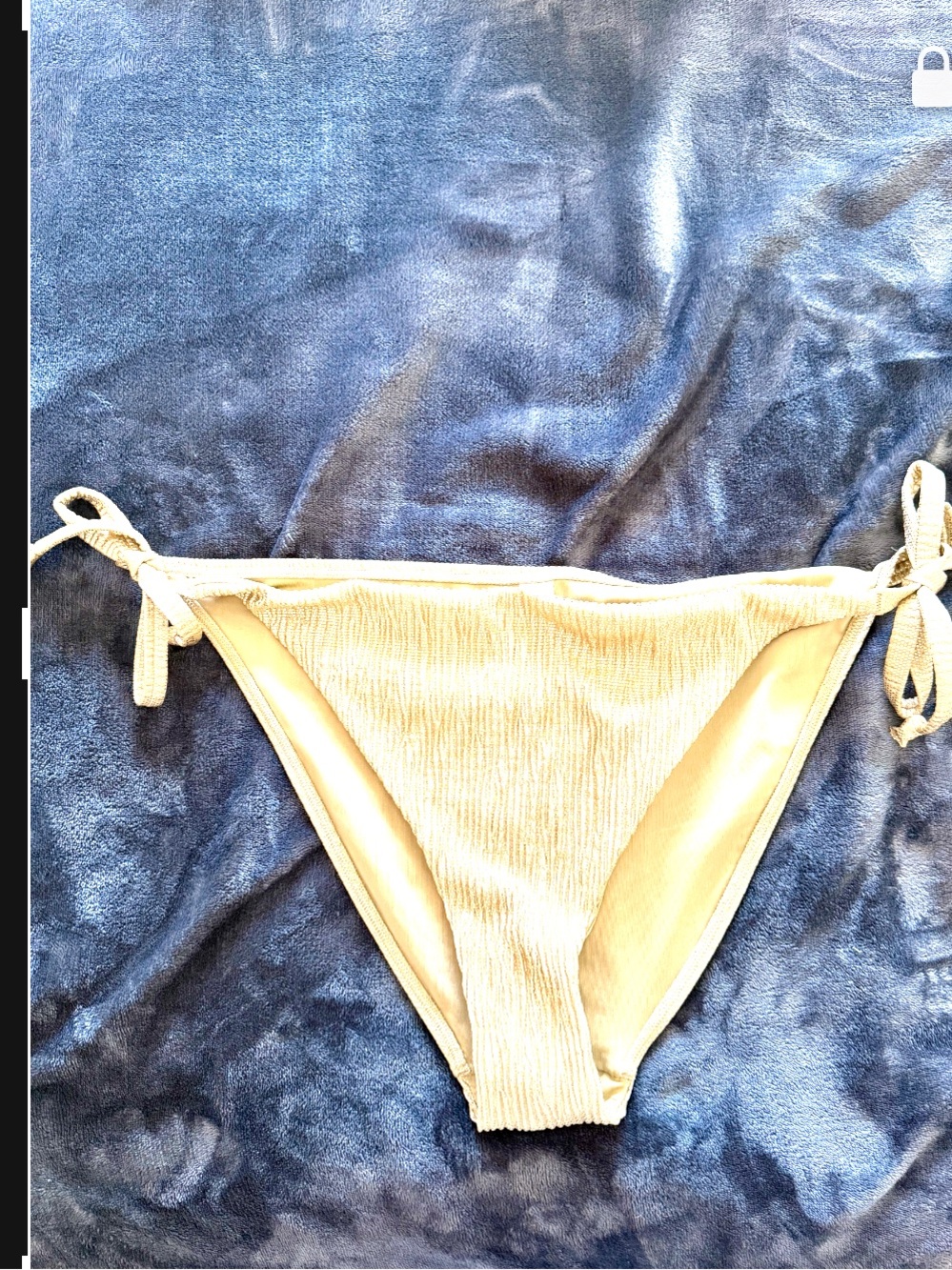 Gold Shimmering Ribbed Tie-Side Bikini Bottoms US 14 NWT